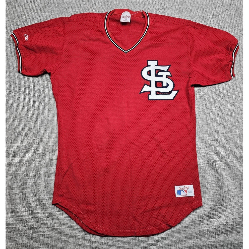 VTG St. Louis Cardinals Jersey Mens 38 Red MLB Baseball Rawlings Mesh Made USA